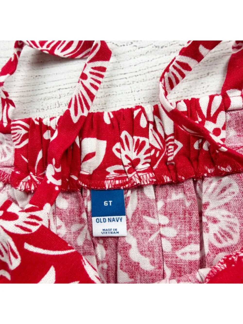 Old Navy Girls Floral Red White Summer Dress Lightweight Sleeveless 6T